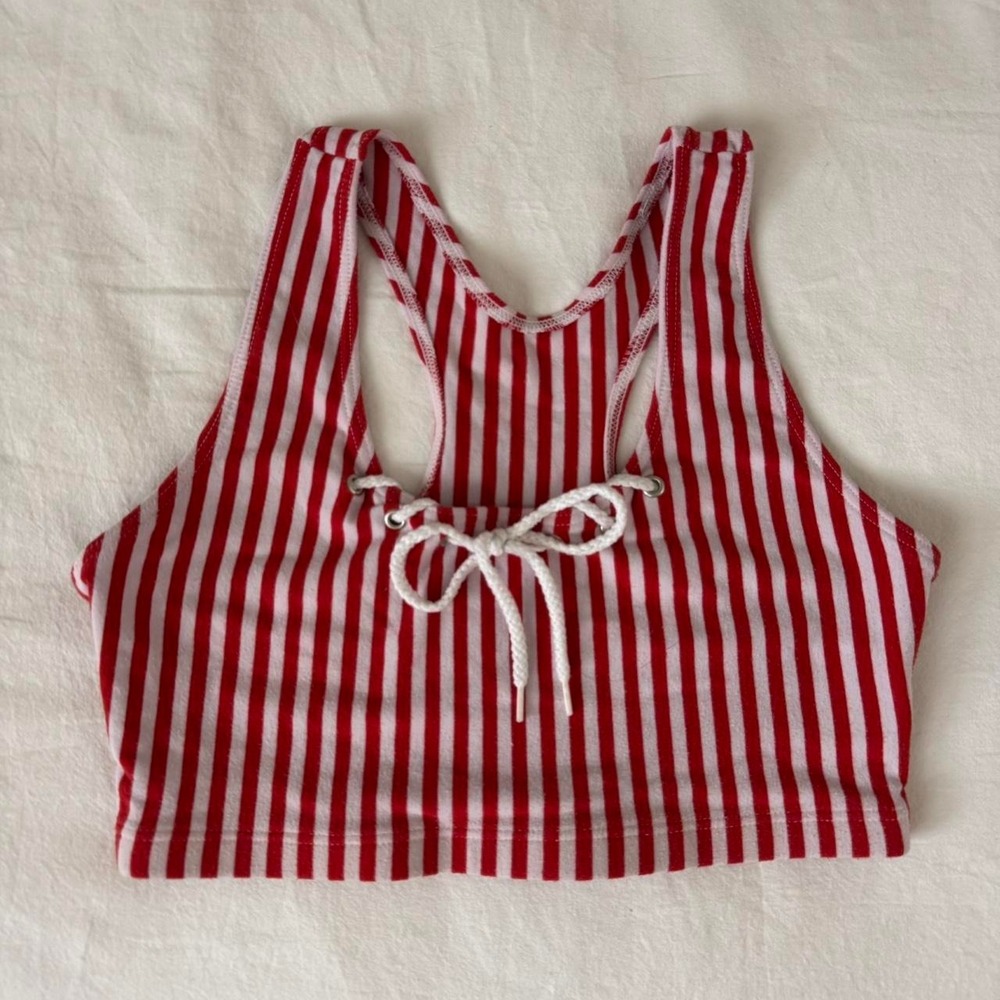 2000s Marika Red and white striped top